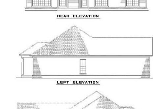 Exterior - Rear Elevation for Traditional House Plan #17-1143 - 3 bed, 2 bath