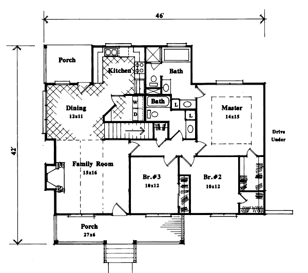Architectural House Design - Traditional Floor Plan - Main Floor Plan #41-113