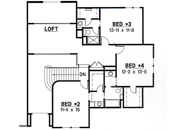 European Floor Plan - Upper Floor Plan #67-441