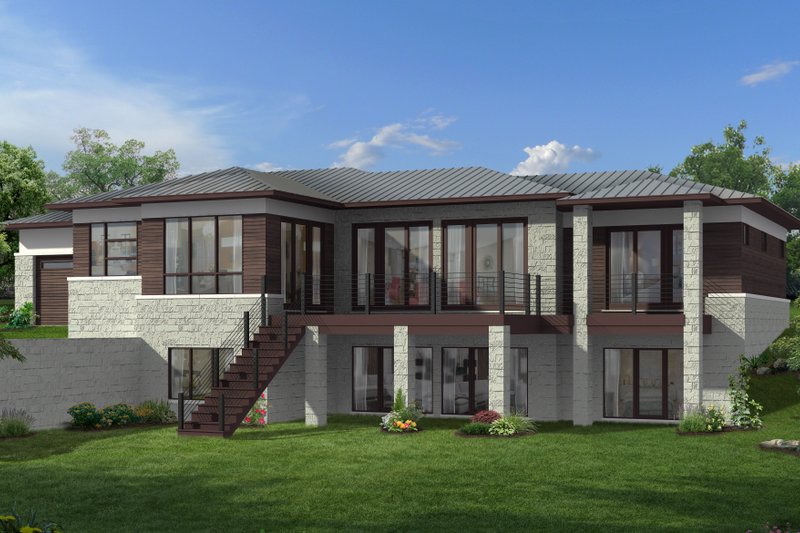 Dream House Plan - Exterior - Rear Elevation for Modern House Plan #1057-25 - 4 bed, 4 bath