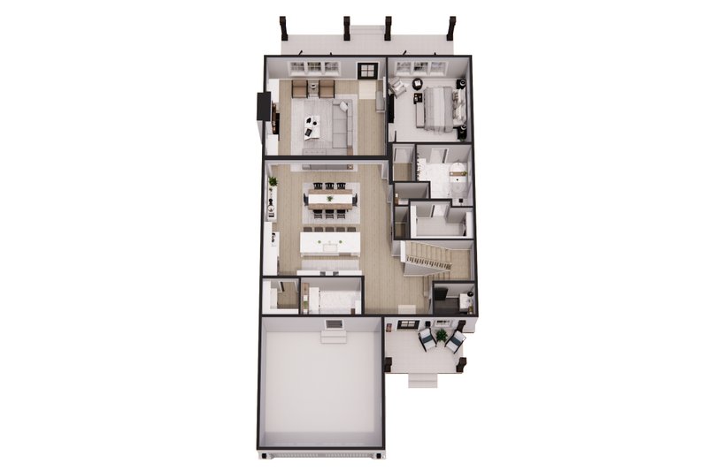 House Blueprint - Floor Plan - Main Floor 1 for Farmhouse House Plan #51-1262 - 3 bed, 3.5 bath
