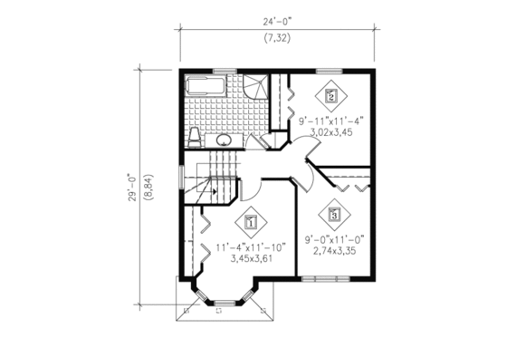 Floor Plan - Upper Floor for Victorian House Plan #25-4048 - 3 bed, 1.5 bath