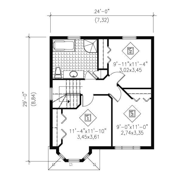 Victorian Floor Plan - Upper Floor Plan #25-4048