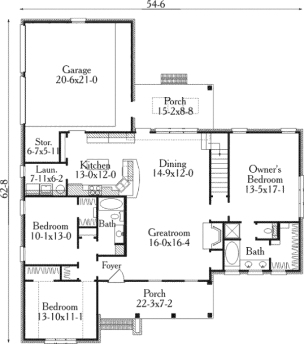 Home Plan - Traditional Floor Plan - Main Floor Plan #406-184