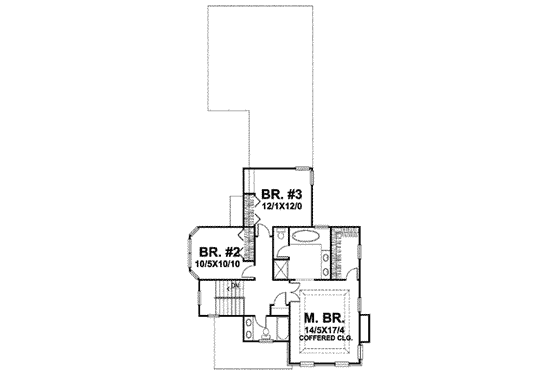Floor Plan - Upper Floor for Colonial House Plan #50-260 - 3 bed, 3 bath