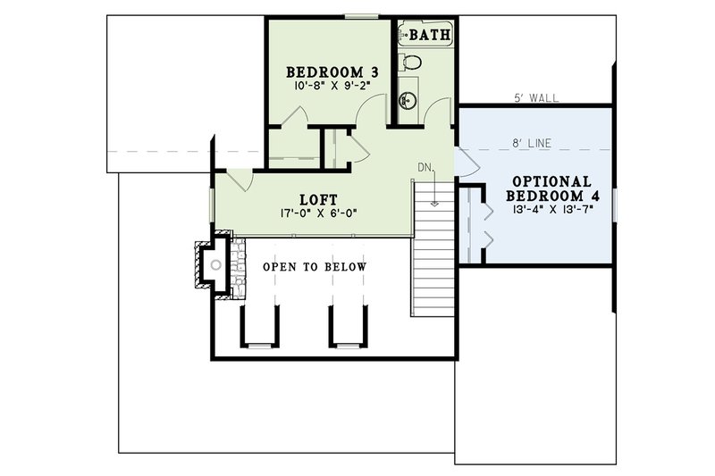 Home Plan - Floor Plan - Upper Floor for Mediterranean House Plan #17-3299 - 4 bed, 2 bath