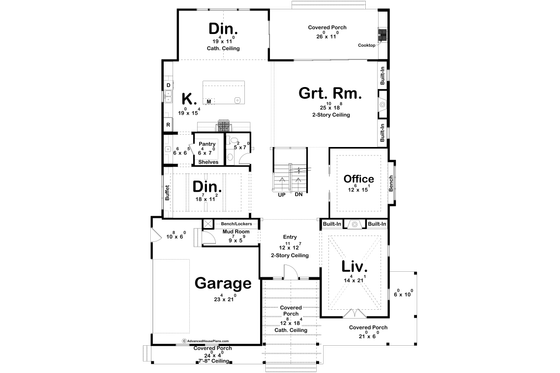 Floor Plan - Main Floor for Farmhouse House Plan #455-321 - 4 bed, 3.5 bath