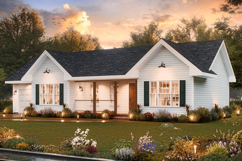 House Blueprint - Exterior - Front Elevation 4 for Ranch House Plan #54-609 - 3 bed, 2 bath