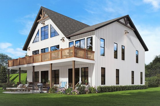 Exterior - Rear Elevation for Country House Plan #54-566 - 5 bed, 4 bath