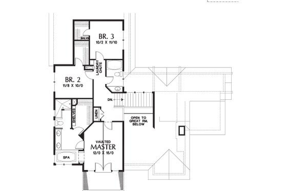 Upper floor plan - 3150 square foot craftsman home