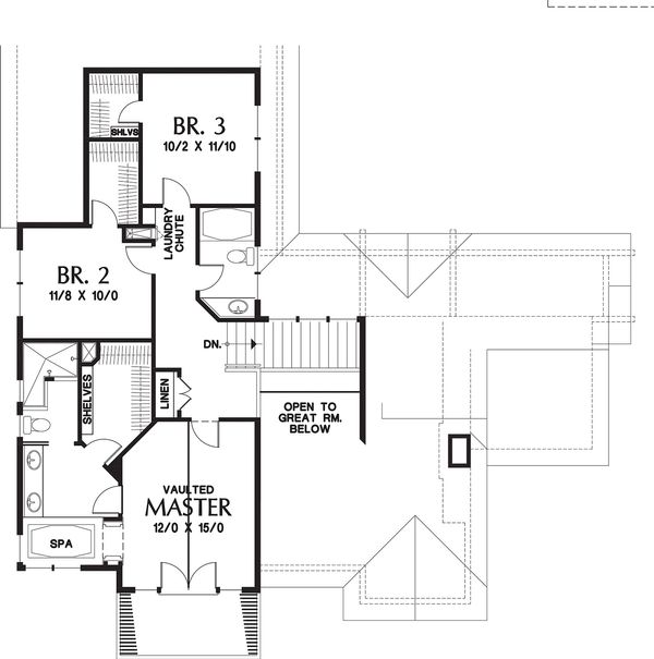 Architectural House Design - Upper floor plan - 3150 square foot craftsman home