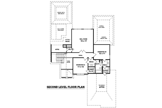 Floor Plan - Upper Floor for European House Plan #81-1509 - 3 bed, 2.5 bath