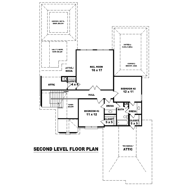 Floor Plan - Upper Floor for European House Plan #81-1509 - 3 bed, 2.5 bath