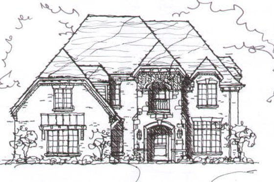 Exterior - Front Elevation for European House Plan #141-230 - 3 bed, 3.5 bath