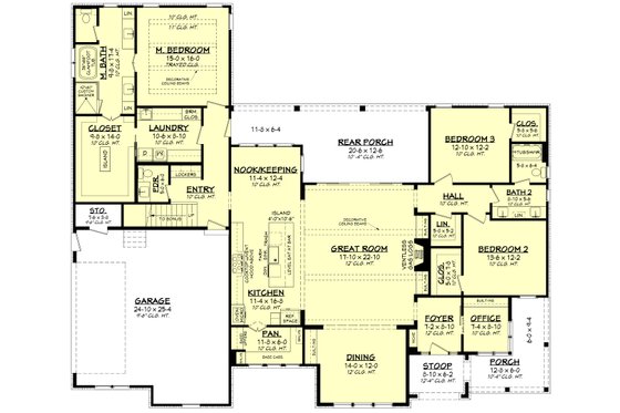 Floor Plan - Main Floor for Farmhouse House Plan #430-272 - 3 bed, 2.5 bath