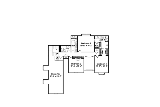 Floor Plan - Upper Floor for European House Plan #135-173 - 4 bed, 4.5 bath