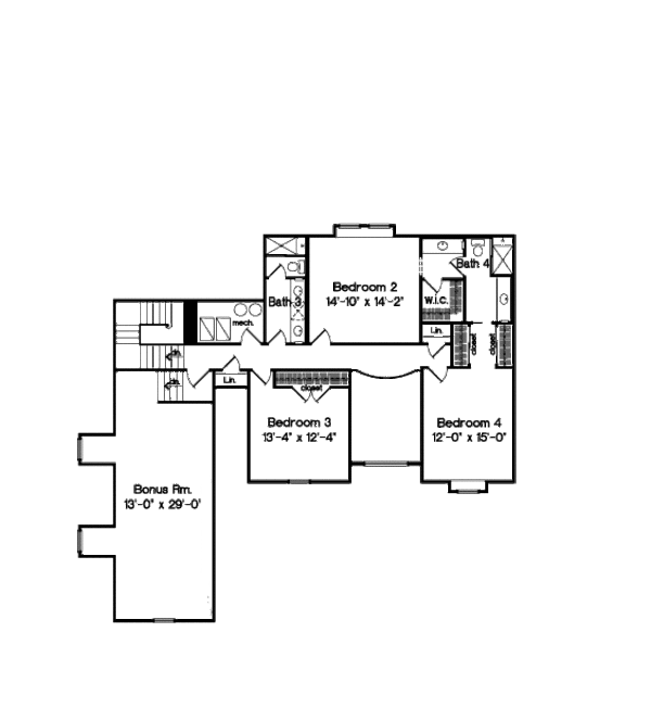 European Floor Plan - Upper Floor Plan #135-173