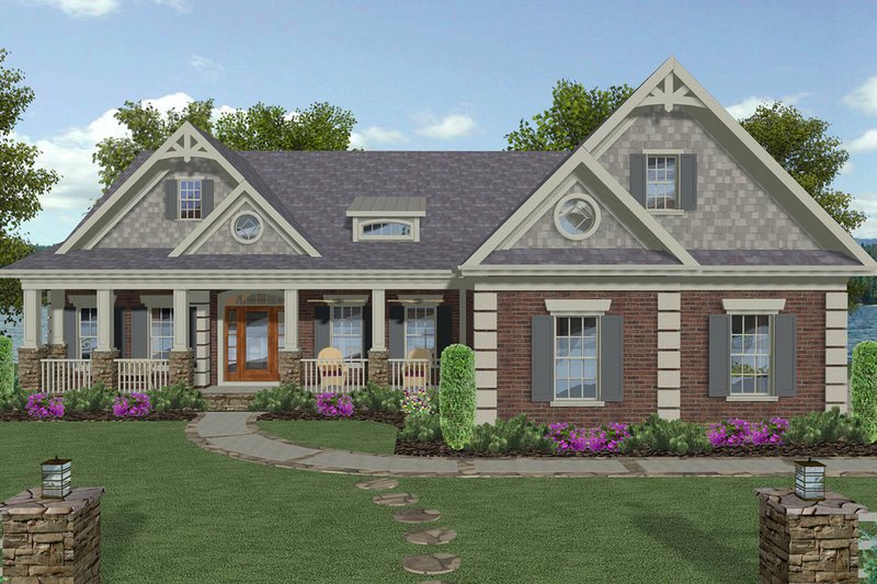 Dream House Plan - Craftsman Exterior - Front Elevation Plan #56-719