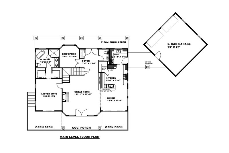 Architectural House Design - Floor Plan - Main Floor for Farmhouse House Plan #117-931 - 3 bed, 3.5 bath