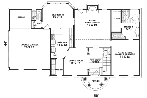 Floor Plan - Main Floor for Colonial House Plan #81-260 - 4 bed, 3.5 bath