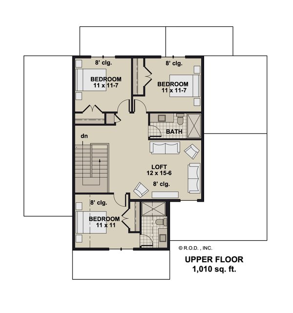 House Plan Design - Farmhouse Floor Plan - Upper Floor Plan #51-1360