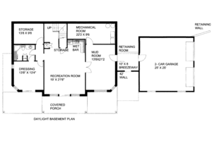 Floor Plan - Lower Floor for Bungalow House Plan #117-633 - 3 bed, 3.5 bath