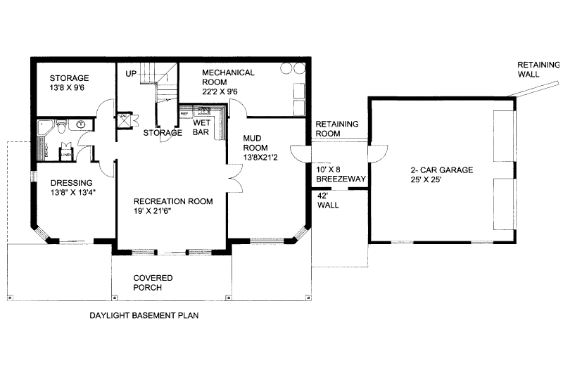 Dream House Plan - Floor Plan - Lower Floor for Bungalow House Plan #117-633 - 3 bed, 3.5 bath