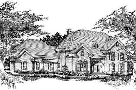 Exterior - Front Elevation for European House Plan #329-324 - 5 bed, 5.5 bath