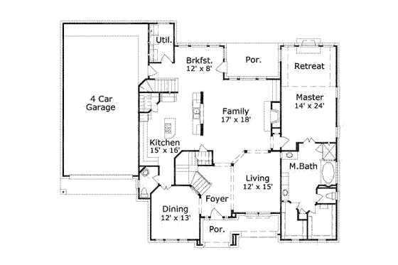 Floor Plan - Main Floor for Traditional House Plan #411-128 - 6 bed, 3.5 bath