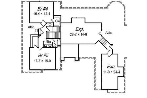 Floor Plan - Upper Floor for European House Plan #329-308 - 5 bed, 3.5 bath