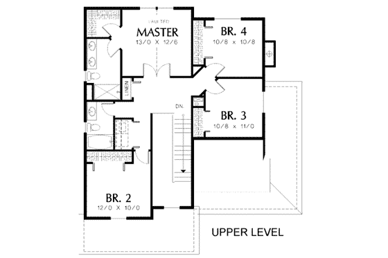 Floor Plan - Upper Floor for Traditional House Plan #48-171 - 4 bed, 2.5 bath