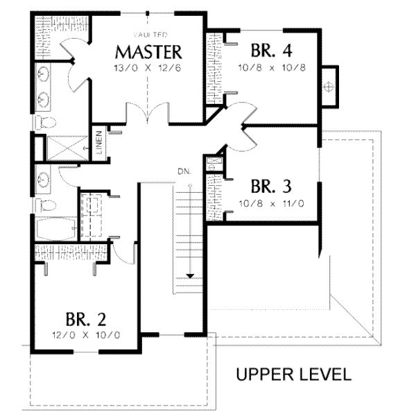 House Blueprint - Traditional Floor Plan - Upper Floor Plan #48-171