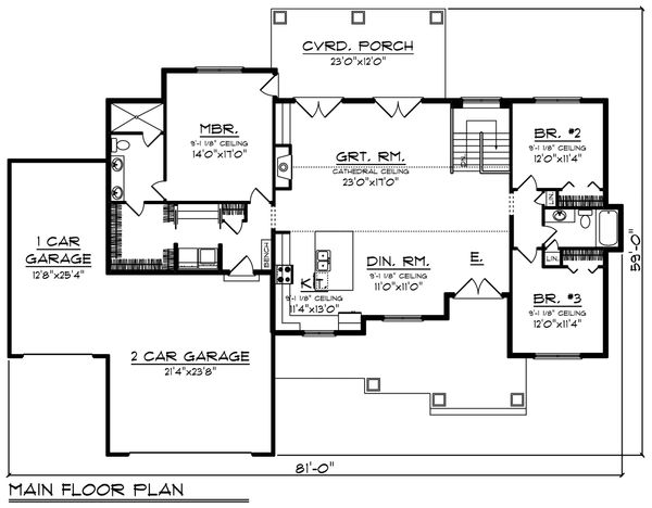 Craftsman Floor Plan - Main Floor Plan #70-1479
