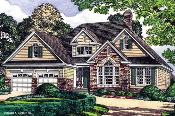 Exterior - Front Elevation 3 for European House Plan #929-53 - 3 bed, 2 bath