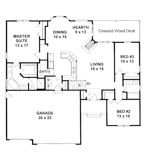 House Design - Mediterranean Floor Plan - Main Floor Plan #58-214