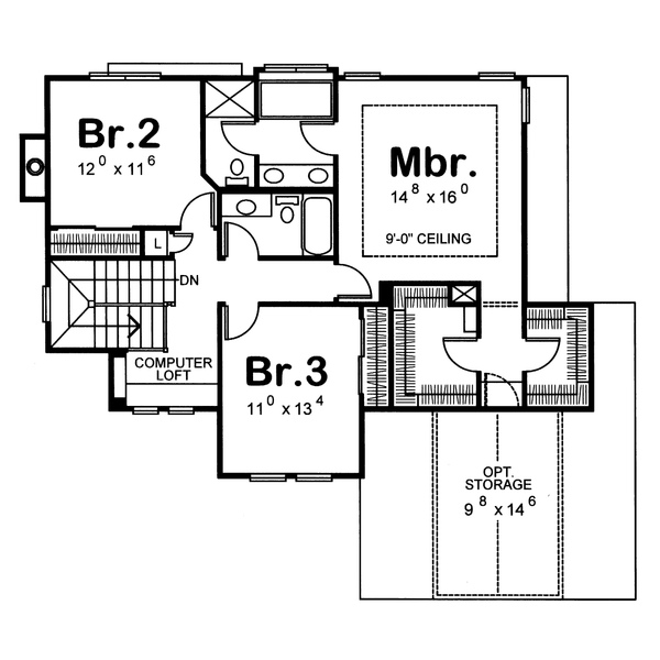 Dream House Plan - Craftsman Floor Plan - Upper Floor Plan #20-2220