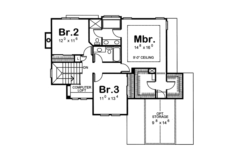 Home Plan - Floor Plan - Upper Floor for Craftsman House Plan #20-2220 - 3 bed, 2.5 bath