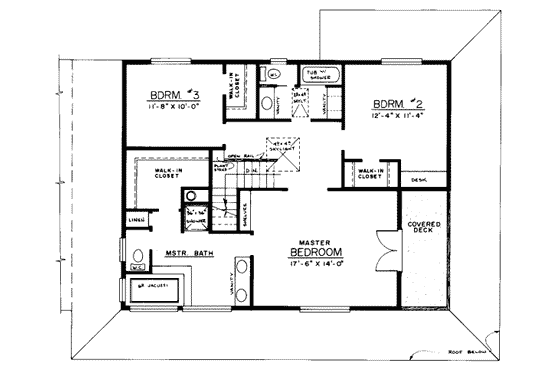 Floor Plan - Upper Floor for Country House Plan #303-120 - 3 bed, 3.5 bath