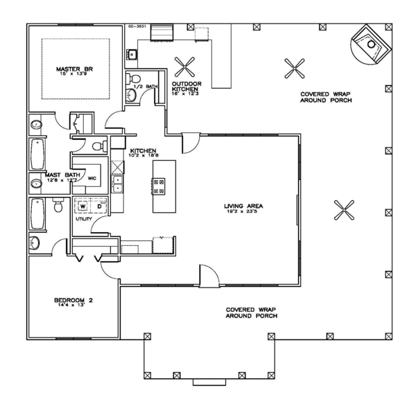 Country Floor Plan - Main Floor Plan #8-252