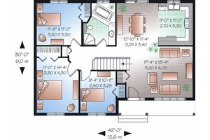 Floor Plan - Main Floor for Ranch House Plan #23-779 - 3 bed, 1 bath
