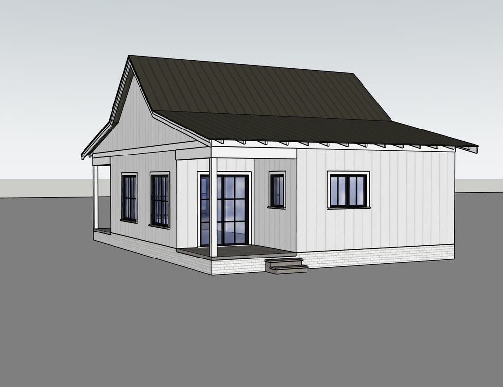 Exterior - Rear Elevation for Country House Plan #1105-20 - 1 bed, 1 bath