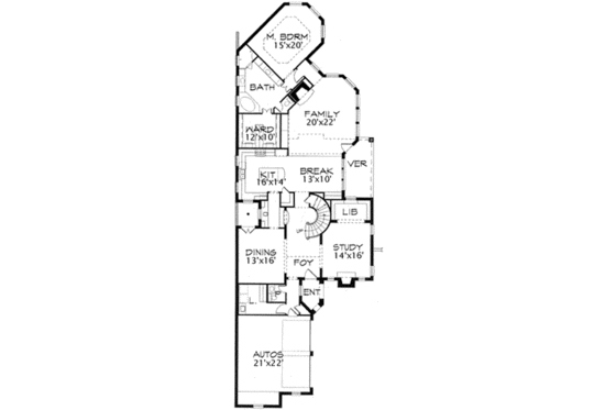 Floor Plan - Main Floor for European House Plan #141-126 - 3 bed, 2.5 bath