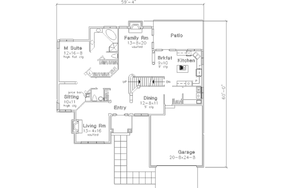 Floor Plan - Main Floor for Country House Plan #320-457 - 4 bed, 2.5 bath