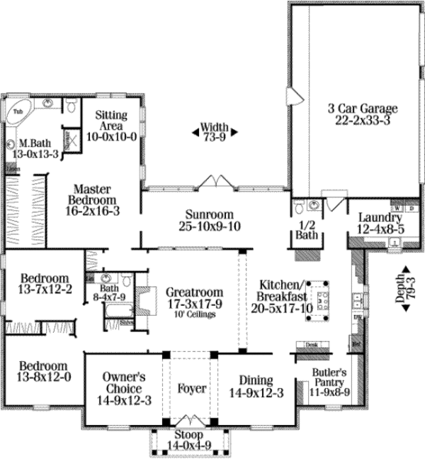 Architectural House Design - Colonial Floor Plan - Main Floor Plan #406-125