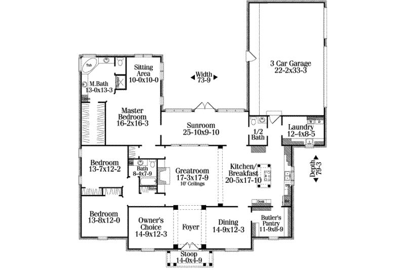House Plan Design - Floor Plan - Main Floor for Colonial House Plan #406-125 - 3 bed, 2.5 bath
