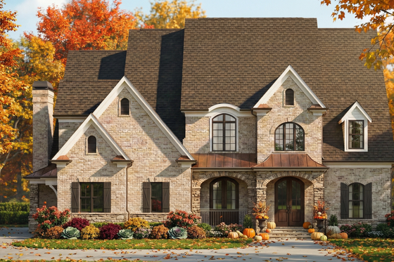 Exterior - Front Elevation 7 for European House Plan #119-293 - 4 bed, 3.5 bath