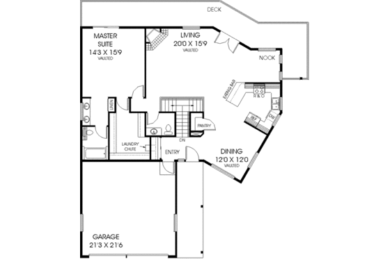 Floor Plan - Main Floor for Traditional House Plan #60-426 - 3 bed, 2.5 bath
