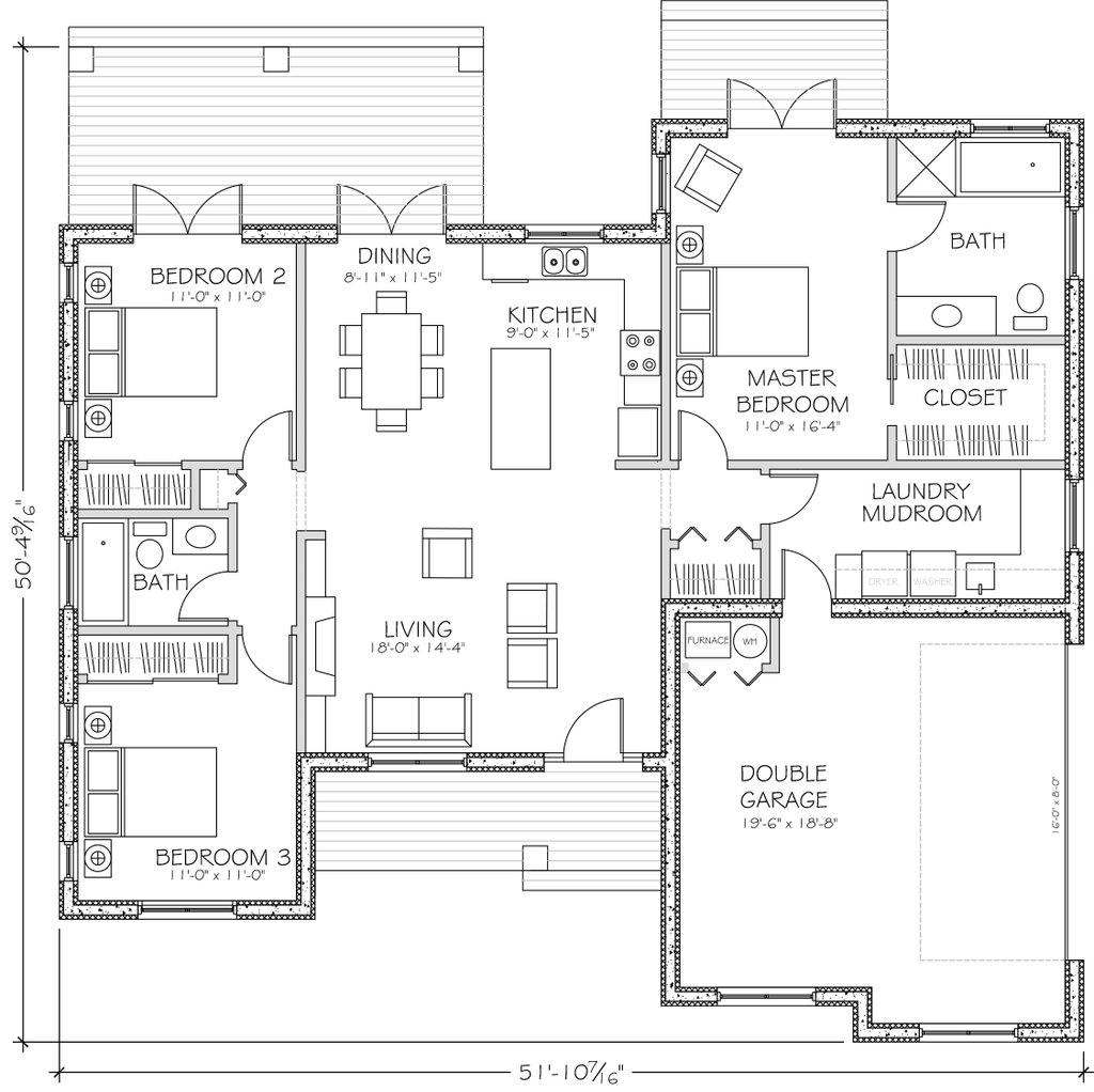 Ranch Style House Plan 3 Beds 2 Baths 1321 Sqft Plan 427 13