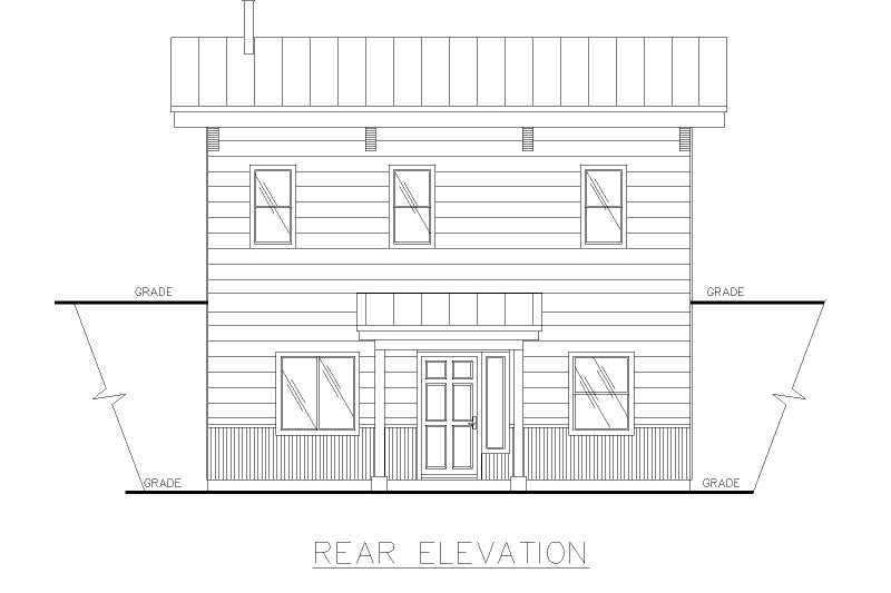 House Blueprint - Exterior - Rear Elevation for Contemporary House Plan #117-974 - 1 bed, 1 bath