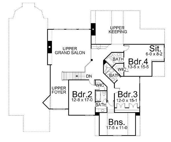 European Floor Plan - Upper Floor Plan #119-251